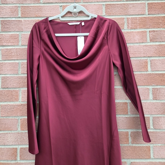 Soft Surroundings Solange satin long-sleeve dress Cabernet burgundy Sz 4 Holiday - Picture 5 of 8
